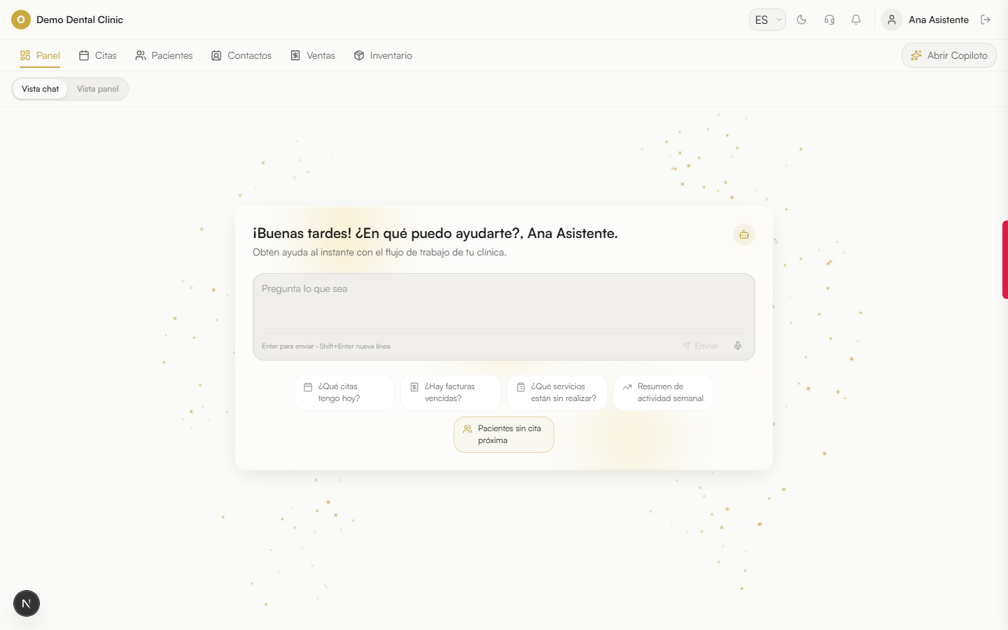 Captura de pantalla: Flujo de trabajo diario en recepción