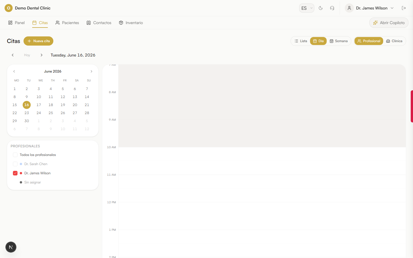 Captura de pantalla: Agenda y calendario de citas