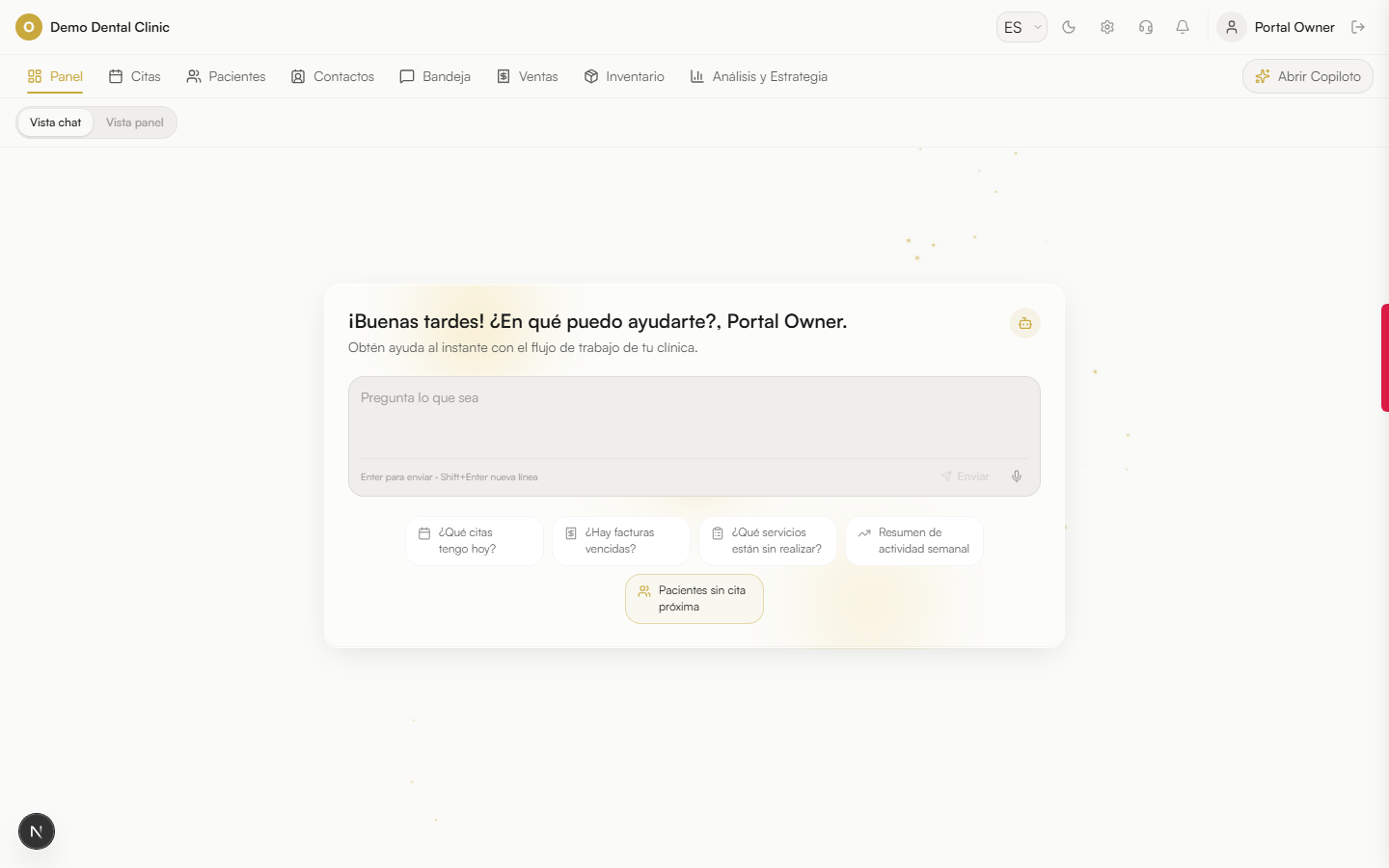 Captura de pantalla: Panel de control (Dashboard)